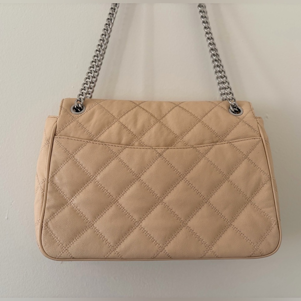 Tory Burch Beige Quilted Leather Chain Crossbody Shoulder Bag - Picture 7 of 14